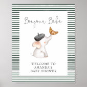 Poster Bonjour Bebe French Elephant Baby shower de bienve (Devant)