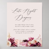 Poster Bonjour Bébé Late Night Diapers Baby Shower Sign (Devant)