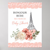 Poster Bonjour Bebe Tour Eiffel Baby shower Paris (Devant)