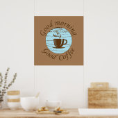 Poster bonjour bon café drôle (Cuisine)