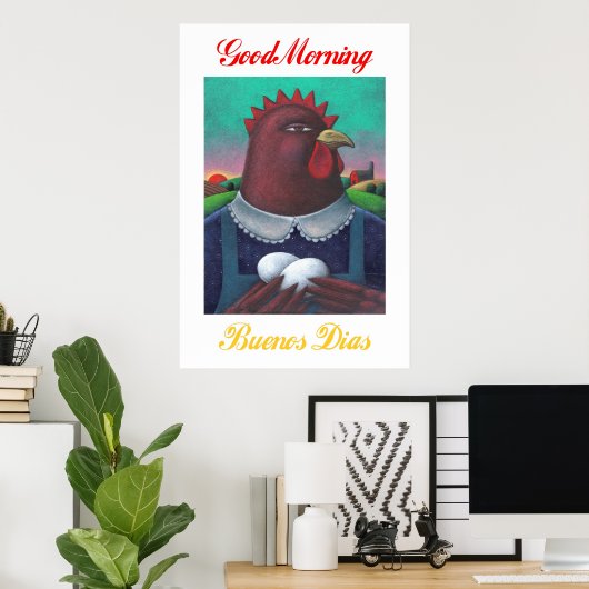 Poster Bonjour/Buenos Dias (Bureau à domicile)