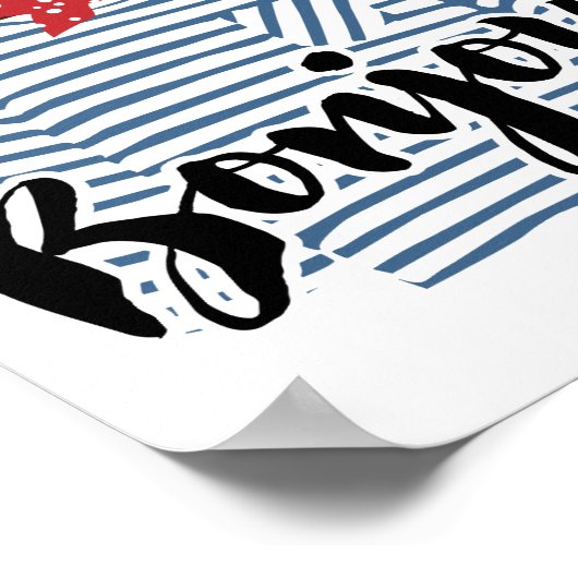 Poster Bonjour, chemise rayée en français Imprimer (Coin)