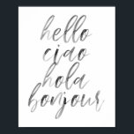 Poster Bonjour Ciao Hola Bonjour Aquarelle Script<br><div class="desc">Bonjour Ciao Hola Bonjour Aquarelle Script</div>