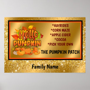 Poster Bonjour Citrouille Personnaliser d'automne Texte e