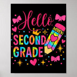 Poster Bonjour Coloré Crayon Coloré Deuxième Année Teintu