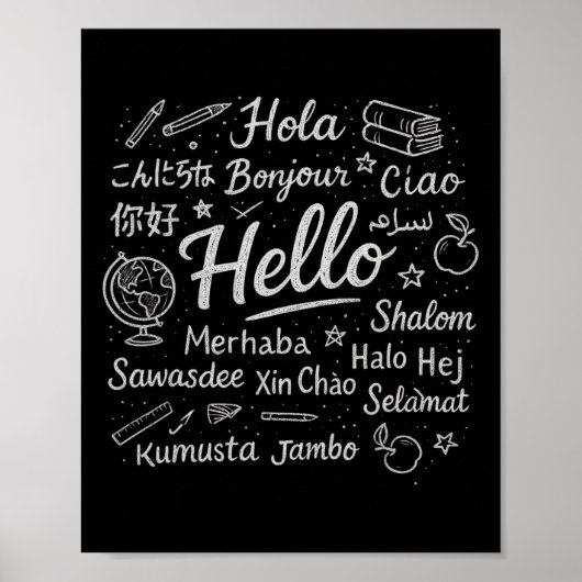 Poster Bonjour dans différentes langues Voyage Vacances E (Devant)