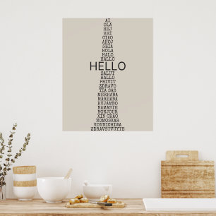 Poster Bonjour dans plusieurs langues Imprimer, Entrées m