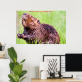 Poster Bonjour de Noël Mon castor occupé (Bureau à domicile)