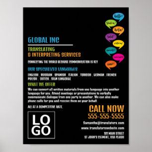 Poster Bonjour Design, Traducteur et Interprète