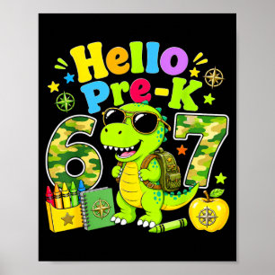 Poster Bonjour deuxième année 67 T-Rex Léopard Rose Premi
