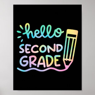Poster Bonjour Enseignants de 2e année Tie Dye Enfants By