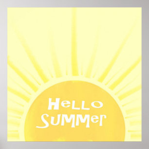 Poster Bonjour été peinture de soleil art