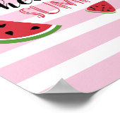 Poster Bonjour Eté Watermelon Slices mignon rose blanc (Coin)
