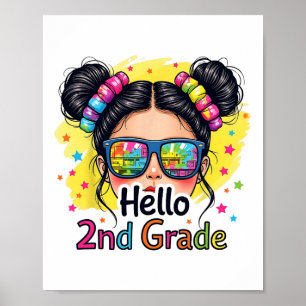 Poster Bonjour fille de 2e année chignon de cheveux désor