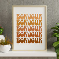 Bonjour Français Bonjour en Brown Super Retro Wall