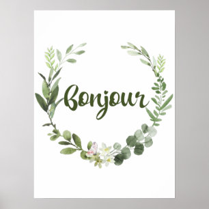 Poster Bonjour Hello French