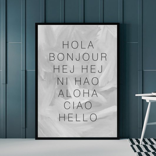 Poster Bonjour Hola Bonjour Typographie moderne Black Gre