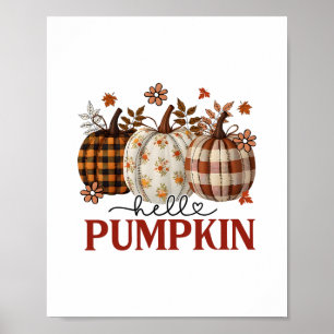 Poster Bonjour imprimé léopard citrouille pour Thanksgivi