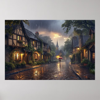 Poster Bonjour jour de pluie