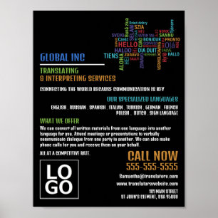 Poster Bonjour logo, traducteur et interprète