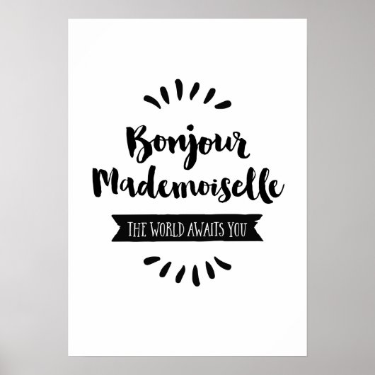 Poster Bonjour Mademoiselle Le monde vous attend (Devant)