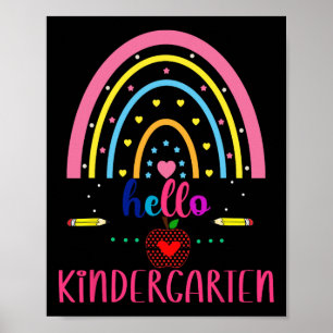 Poster Bonjour maternelle arc-en-ciel premier jour de ret