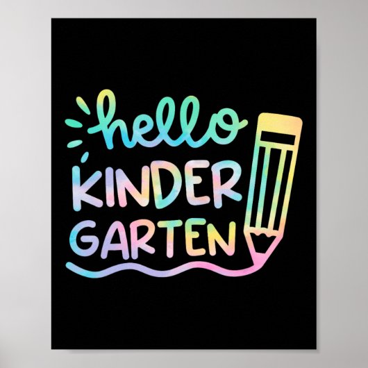 Poster Bonjour maternelle Tie Dye Enseignants Enfants Ret (Devant)