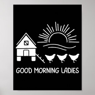 Poster Bonjour mesdames poulet drôle