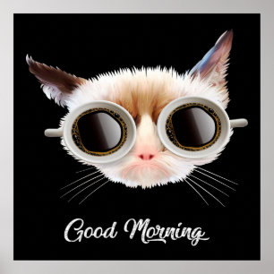 Poster Bonjour Mon Chat Meow   Cadeau mignon   AMOUREUX D