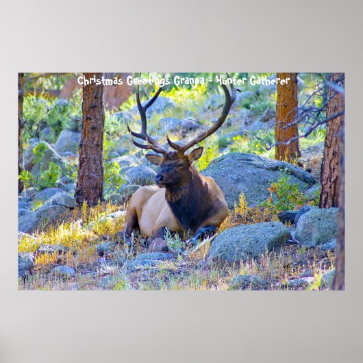 Poster Bonjour Noël Grand-père Hunter Gatherer (Devant)