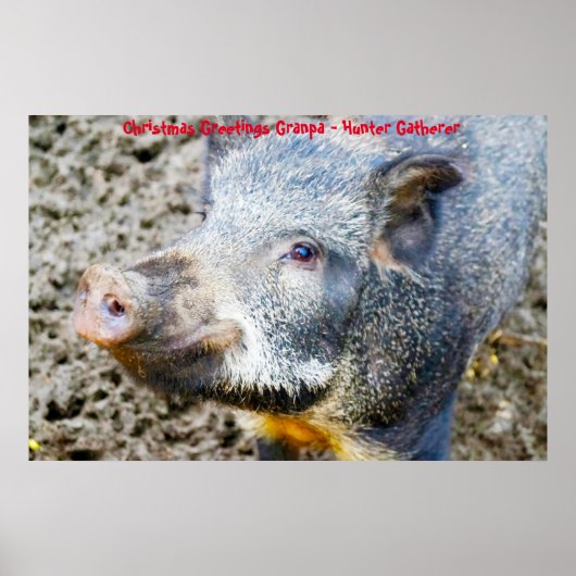 Poster Bonjour Noël Grand-père Hunter Gatherer (Devant)