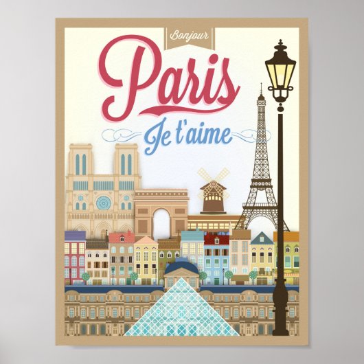 Poster Bonjour Paris Travel (Devant)