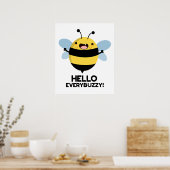 Poster Bonjour Partout Buzzy Funny Bee Pun (Cuisine)