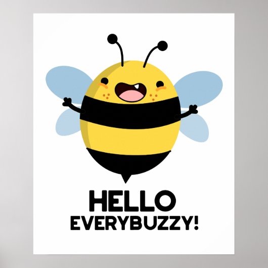 Poster Bonjour Partout Buzzy Funny Bee Pun (Devant)