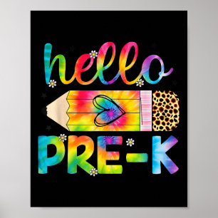 Poster Bonjour Pré-k Crayon Teinture Retour À L'École Pré