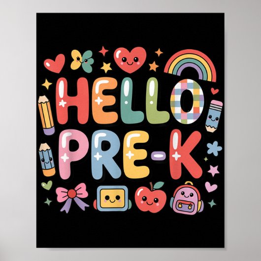Poster Bonjour Pré-k Retour À L'École Enseignant Fun Gra (Devant)