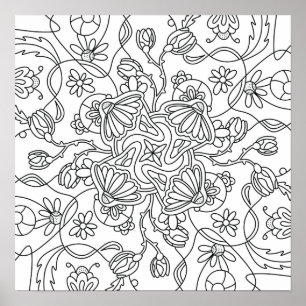 Poster Bonjour Printemps : Colorez Votre Propre Fleur