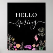 Poster bonjour printemps mignon fleurs sauvages floral (Devant)