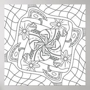 Poster Bonjour Printemps : Page de coloriage pour adultes