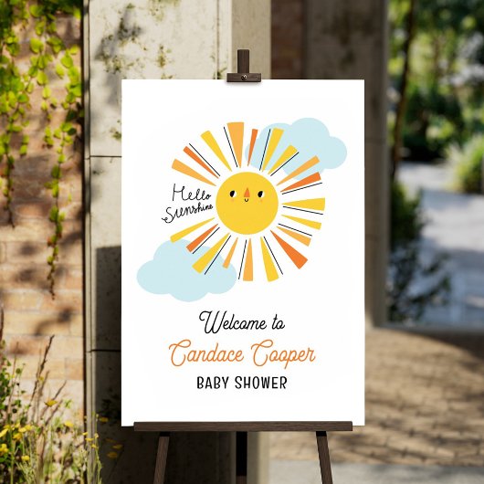 Poster Bonjour Sunshine Baby shower Bienvenue