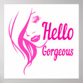 Poster Bonjour Superbe Dame Visage Dessin Typographie (Devant)