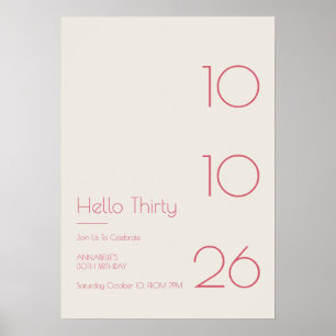 Poster Bonjour Trente Minimal Moderne 30e Anniversaire