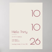 Poster Bonjour Trente Minimal Moderne 30e Anniversaire (Devant)