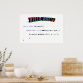 Poster Bonjour World geek saluant Java (Cuisine)