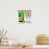 Poster Bonne année 2025 Bouteille de vin mousseux (Cuisine)