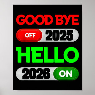 Poster Bonne année 2026 Au revoir 2025 Bonjour 2026