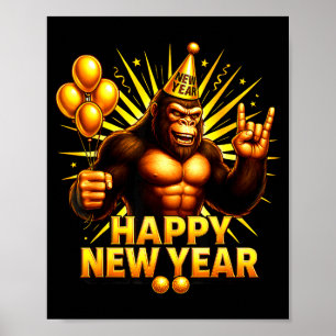 Poster Bonne année 2026 Bigfoot Bonne soirée du Nouvel An