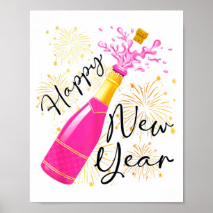 Poster Bonne année 2026 Champagne Bonne soirée du Nouvel