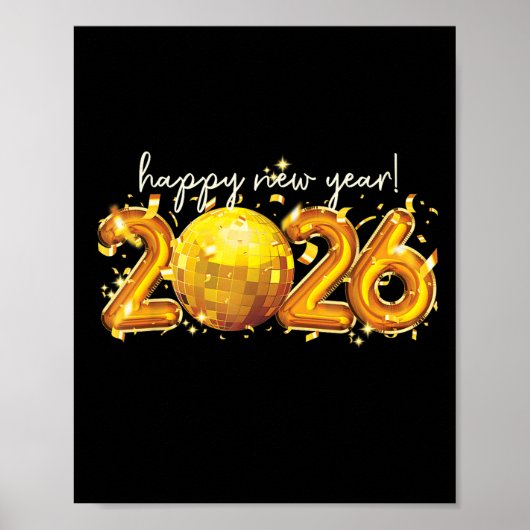 Poster Bonne année 2026 Retro Ball Celebration (Devant)