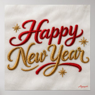 Poster Bonne Année Brodé